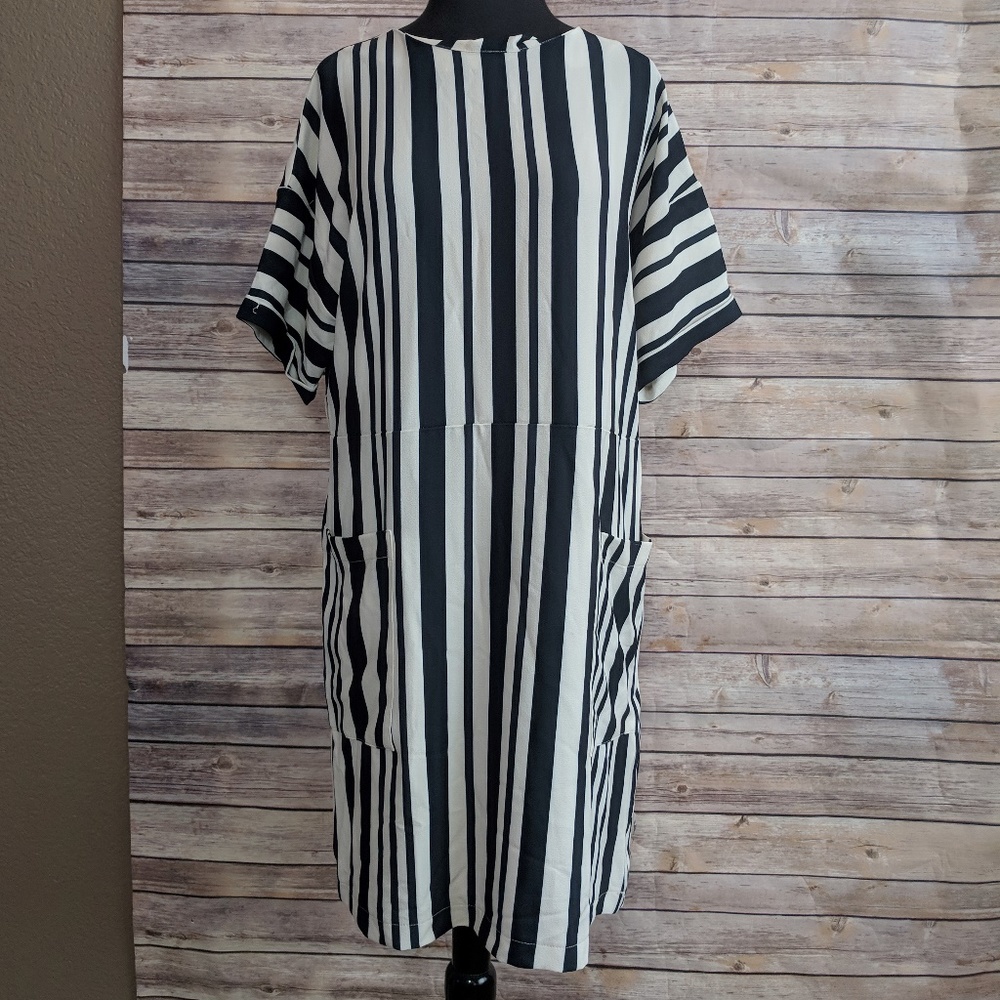 Felicity and Coco B/W Vertical Striped Dress